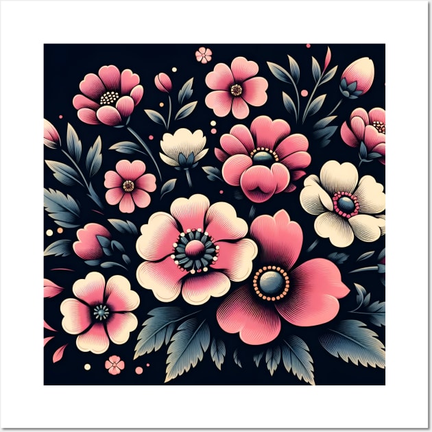 Pink Floral Illustration Wall Art by Jenni Arts